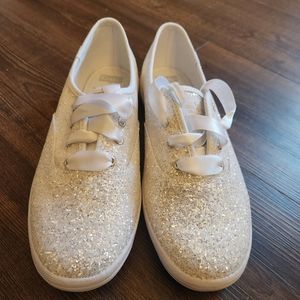 Keds for Kate Spade Glitter White Woman's Size 9.5, Never Worn